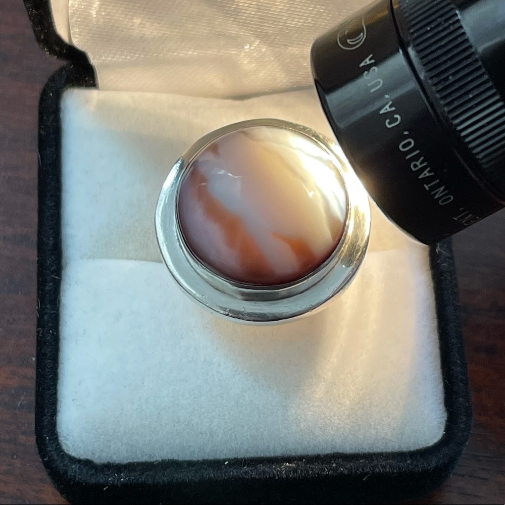 Solid Sterling Silver Agate Size 7.0 Ring - image 2